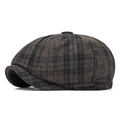 Casquette gavroche classique à carreaux gris foncé pour hommes, texture vintage chic - Gris