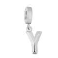 Titanium steel silver-finish letter Y pendant charm with polished metallic luster - Letter Y