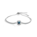 Elegante pulsera ajustable de plata esterlina S925 con gema azul cuadrada brillante - 1 Quilate (Plata 925) / Moissanita Azul Colorido