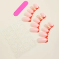 French tip press-on nails set with red accents, gold bows, nail file, and adhesive tabs - Red Tip French Bowtie Style(XH-87-76)