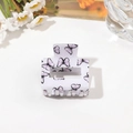 Detail of square acrylic hair claw with purple butterfly print on a white background - 5cm Square Block / Butterfly Light Purple