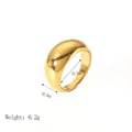 Polished 18K gold plated stainless steel dome ring with 10.2mm width and 19.7mm diameter - Gold Dome Wide Band Style (YYR023164-9)