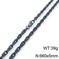 Classic 660x5mm black stainless steel rectangle link chain necklace with lobster clasp - Black Anchor Link Style (KN295407-KFC)