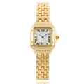 Classic gold square quartz watch with Roman numerals and stainless steel link bracelet - Square Gold