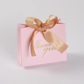 Elegant pink wedding favor bag with golden Thank You text and a satin ribbon bow - Pink Bag Gold Ribbon / 11.5*4.5*10