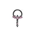 Piercing en métal noir avec ailes de cœur roses et pendentif cône pour oreille - Anneau de nez noir chauve-souris cœur rose
