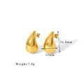 Macro view of gold-plated hollow teardrop earrings showing 26.8mm height dimensions - Gold Medium Water Drop