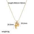 Detail view of gold seahorse and shell pearl pendants with measurements and chain length - Seahorse Shell Pearl Style (TN3619)