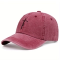 Berretto da baseball vintage lavato rosso vino con ricamo croce faith nero su bianco - Borgogna