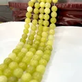 Polished natural light yellow-green jade round bead strands for jewelry making - Lemon Topaz 42 / 6mm / Approx 63pcs