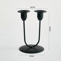 Minimalist matte black dual-head iron candle holder with U-shaped design and round base - U-shaped 2-head Tall Flat Top / Black