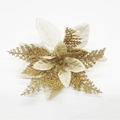 Sparkling gold sequined artificial Christmas flower for holiday tree decoration - Pine Cypress Flower Head / Gold