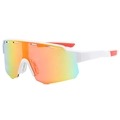 White frame sports cycling sunglasses with orange gradient lens for outdoor racing - White Frame Red Mirror