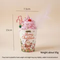Rosa Weihnachts-Eisbecher-Modell mit festlicher Dekoration und Merry Christmas-Aufdruck - Rosa Creme + Doppelte Zuckerstange