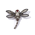 Vintage dragonfly brooch with blue crystals and an antique bronze finish detail - Style 4