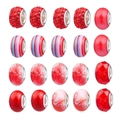 Set of 20 assorted red glass and crystal big hole beads for DIY jewelry making - 20Pcs Red Color Beads