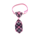 Adjustable pet necktie in pink and grey British plaid for small dogs and cats - 13-Pink Grey Plaid Necktie