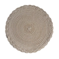 Round braided cotton placemat in light beige and khaki with wavy scalloped edge detail - Milk Coffee