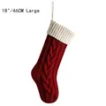 Klassischer 46 cm rot-weißer Weihnachtsstrumpf mit grobem Zopfstrickmuster - Purpurrot Körper/Elfenbein Manschette