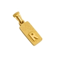 Frosted gold rectangular titanium steel pendant with embossed letter R and polished loop - R-Single Pendant