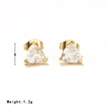 Elegant 7mm gold triangle earrings with clear zircon stones and lightweight 1.2g design - Gold-White Zircon