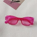 Pink translucent square cat-eye sunglasses with matching lenses and high gloss finish - Transparent Cat-Eye Square / Portulaca Red