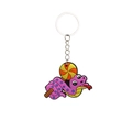 Purple cartoon snake keychain with yellow lollipop design, soft PVC accessory for keys - Iron Ring Style 6 (Purple Lollipop Snake)