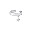 Silver double layered ear cuff with a sparkling zircon star pendant for women - 24(Single) Silver-Star Burst Pendant