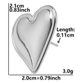 Detailed size chart for silver heart stud earrings with dimensions and weight specs - Solid Heart Shape / Silver
