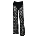 Pantalon droit sexy en dentelle noire à taille haute avec doublure intégrée - S / Noir