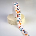 Space themed white satin ribbon with cartoon planets and rockets for gift wrapping - Fantasy Space / Width 2.0cm / 25 Yards