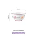 Floral ceramic rice bowl in off-white with pink orange flower patterns 12cm 400ml - Purple Flower - New 4.7 Inch Rice Bowl