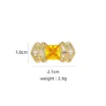Art Deco style bow brooch with yellow square gemstone and clear baguette zirconias - B788 Golden/Square Bow