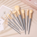 10-piece makeup brush set with grey handles, gold ferrules and soft beige bristles - Blue Bridge Grey / 10 Pcs + OPP Bag