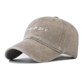 Washed cotton baseball cap in khaki with vintage DADDY embroidery and a distressed finish - DADDY Khaki