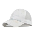 Dettaglio del cappello trucker tie-dye con rete bianca traspirante e visiera curva - Regolabile / Bianco Tie-dye Mesh