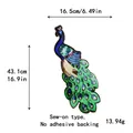 Extra large blue peacock sequin patch for sewing, DIY embroidery applique 43cm x 16cm - Small Peacock