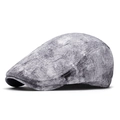 Gray marble pattern tie-dye beret hat with a structured ivy cap design for women - Multicolor 6