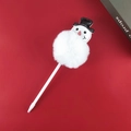 Kreativer Weihnachts-Kugelschreiber mit weißem Schneemann-Plüschball und schwarzem Hut - Schneemann-5