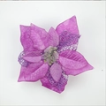 Poinsettia violet scintillant avec pétales en velours et paillettes pour Noël - Violet