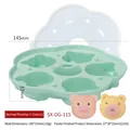 Stampo in silicone verde chiaro animali con coperchio per snack bimbi e pasticceria - Paradiso degli animali 1 (DG-115) / Verde