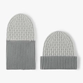 Bonnet en maille bicolore gris avec motif losanges et revers côtelé pour l'hiver - Gris-Bleu