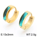 Fashionable golden earring hoops with rectangular blue zircon stones for men and women - Gold-Lake Blue Style(KE118294-TGD)