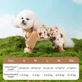 Waterproof quilted dog jumpsuit with bear print and size chart for small to medium dogs - S / All-season Style / Brown
