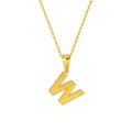 Golden plated titanium steel necklace featuring a textured capital letter W pendant - Letter W