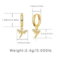 Gold plated dragonfly hoop earrings with zircon wing inlay and size specifications - Dainty Dragonfly Zircon (KEAM0112)
