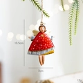 Christmas angel metal ornament with red polka dot dress and gold wings for tree decor - Red Iron Angel Hanging Ornament