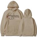 Khaki drawstring hoodie featuring Christmas light graphics and Jingle some of the way text - S / Camel