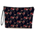 Borsa cosmetica nera con motivi floreali dorati e un comodo cinturino da polso - 17*25cm (Lino) con Cinturino / Stile 4-Cornice Geometrica Dorata Floreale (Style 4)