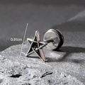 Orecchino a stella in acciaio inossidabile argento da 0,91 cm x 0,76 cm su pietra - Stella a Cinque Punte d'Argento (S180)
